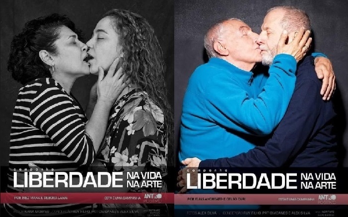 Inez Viana e Debora Lamm: atrizes que são casadas dão beijo em campanha