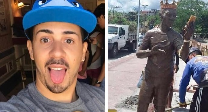 Influenciador gay Carlinhos Maiateve estátua rejeitada por moradores de Penedo, Alagoas