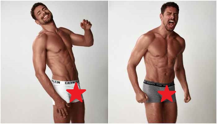 Cauã Reymond mostra volume na cueca