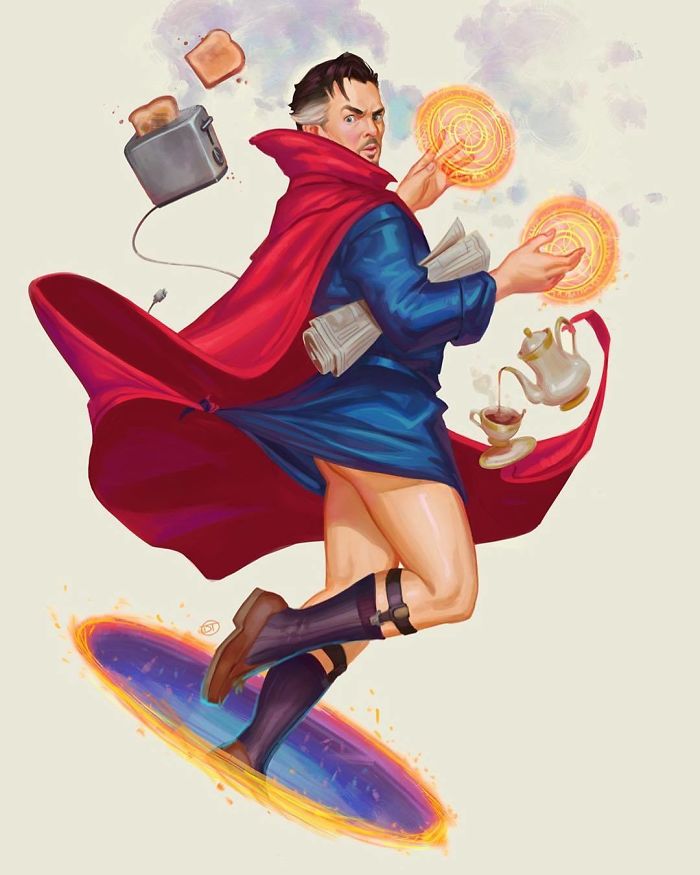 David Talaski: desenhista gay transforma super-heróis da Marvel em pin-ups super gays: Doutor Estranho