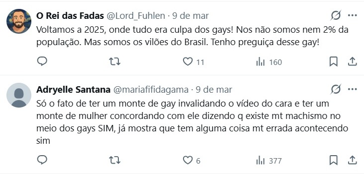 Diego Martins critica gays