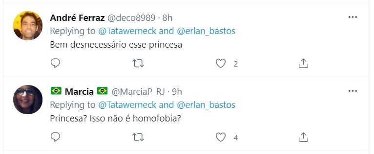 Erlan Bastos: Tatá Werneck chama jornalista gay de princesa