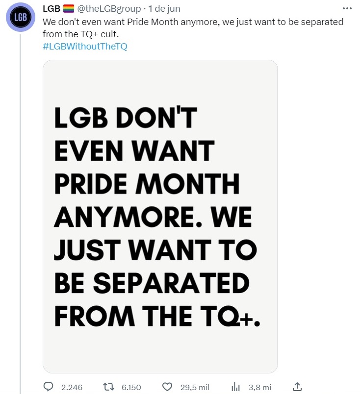 LGB movimento pede separação de trans