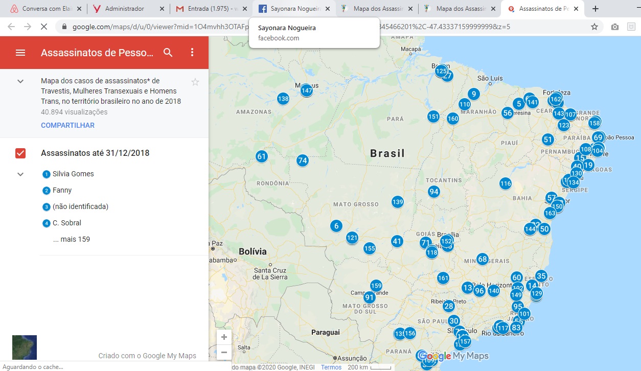 mapa assassinatos 2018 trans travestis transexuais