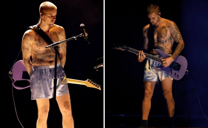 Justin Bieber canta só de cueca no Grammy para promover sua grife