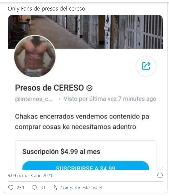 Presos no México criam conta no Onlyfans