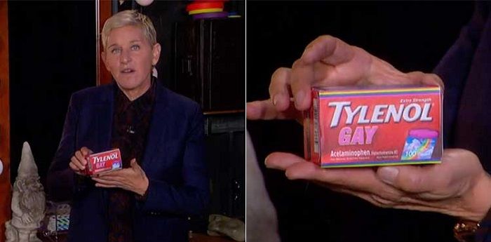Ellen DeGeneres faz paródia com Tylenol Gay